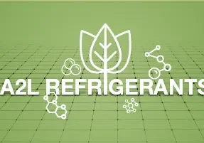A2L Refrigerants logo with green background.