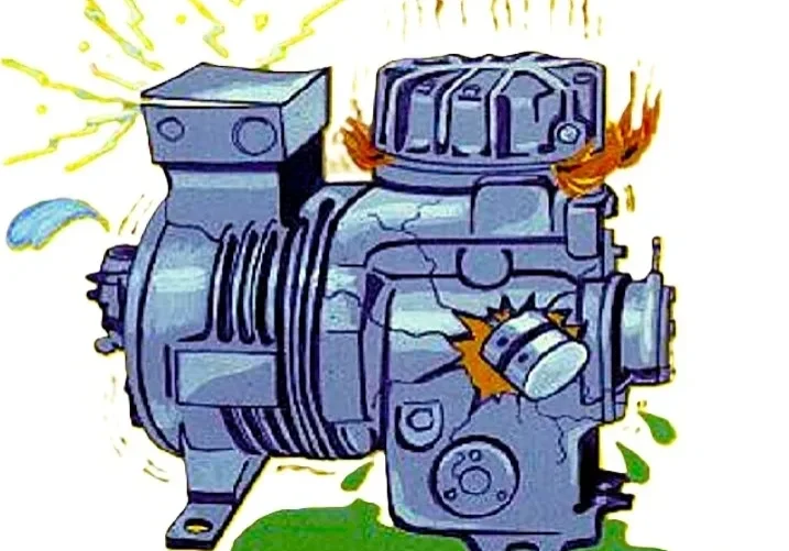 Cartoon of a malfunctioning industrial machine.